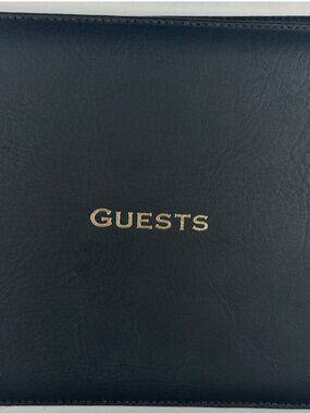 Saddler By Bosca Black Leather Guest Book Unused USA Made 9.5 X 7.25